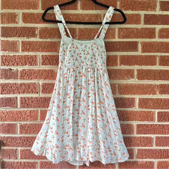 Abercrombie & Fitch Smocked Peach Print Mini Dress XS NWOT - Picture 2 of 2